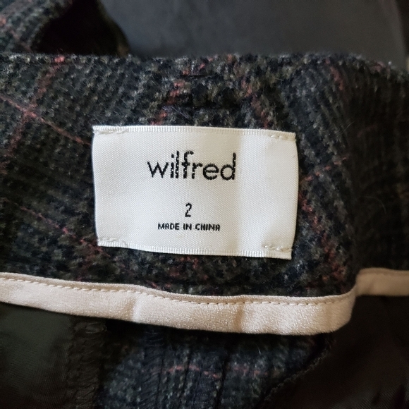 Wilfred Women's 2 World Blend Dress Pants High Rise Black White Plaid Bow Waist - Picture 6 of 7